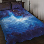 Dark Blue Galaxy Space Print Quilt Bed Set