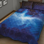 Dark Blue Galaxy Space Print Quilt Bed Set
