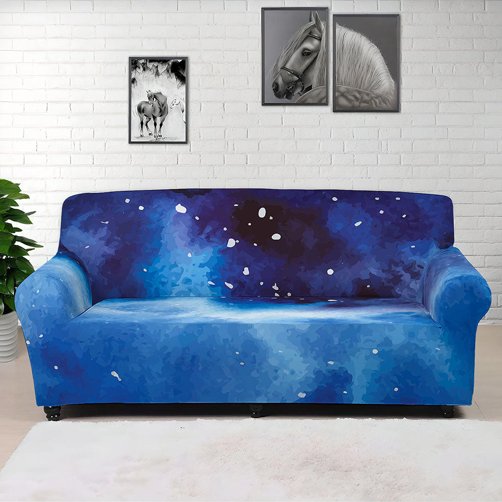 Dark Blue Galaxy Space Print Sofa Cover