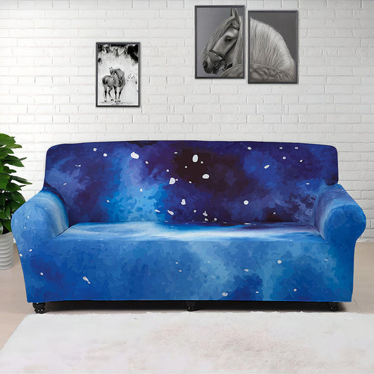 Dark Blue Galaxy Space Print Sofa Cover