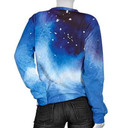 Dark Blue Galaxy Space Print Women's Crewneck Sweatshirt GearFrost