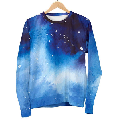 Dark Blue Galaxy Space Print Women's Crewneck Sweatshirt GearFrost