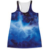 Dark Blue Galaxy Space Print Women's Racerback Tank Top