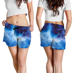 Dark Blue Galaxy Space Print Women's Shorts