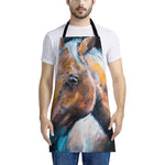 Dark Blue Horse Painting Print Apron