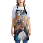 Dark Blue Horse Painting Print Apron