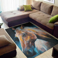 Dark Blue Horse Painting Print Floor Mat
