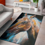 Dark Blue Horse Painting Print Area Rug