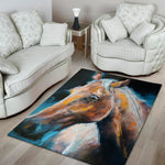 Dark Blue Horse Painting Print Area Rug