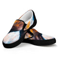 Dark Blue Horse Painting Print Black Slip On Sneakers