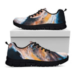 Dark Blue Horse Painting Print Black Sneakers