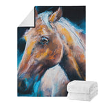Dark Blue Horse Painting Print Blanket