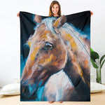 Dark Blue Horse Painting Print Blanket
