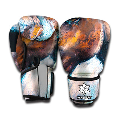 Dark Blue Horse Painting Print Boxing Gloves