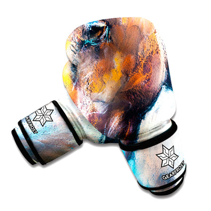Dark Blue Horse Painting Print Boxing Gloves