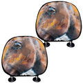 Dark Blue Horse Painting Print Car Headrest Covers