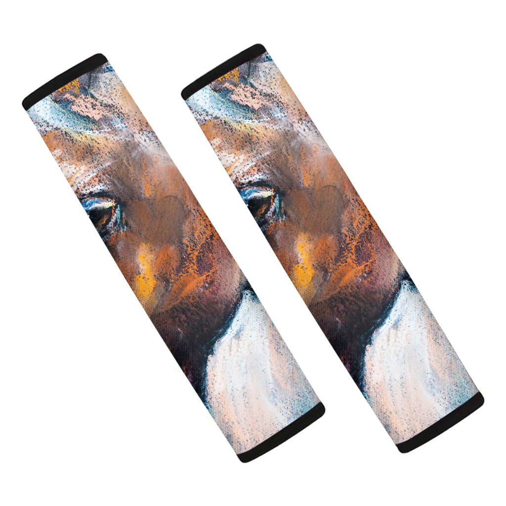 Dark Blue Horse Painting Print Car Seat Belt Covers