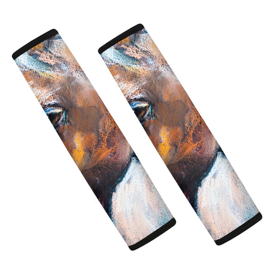 Dark Blue Horse Painting Print Car Seat Belt Covers