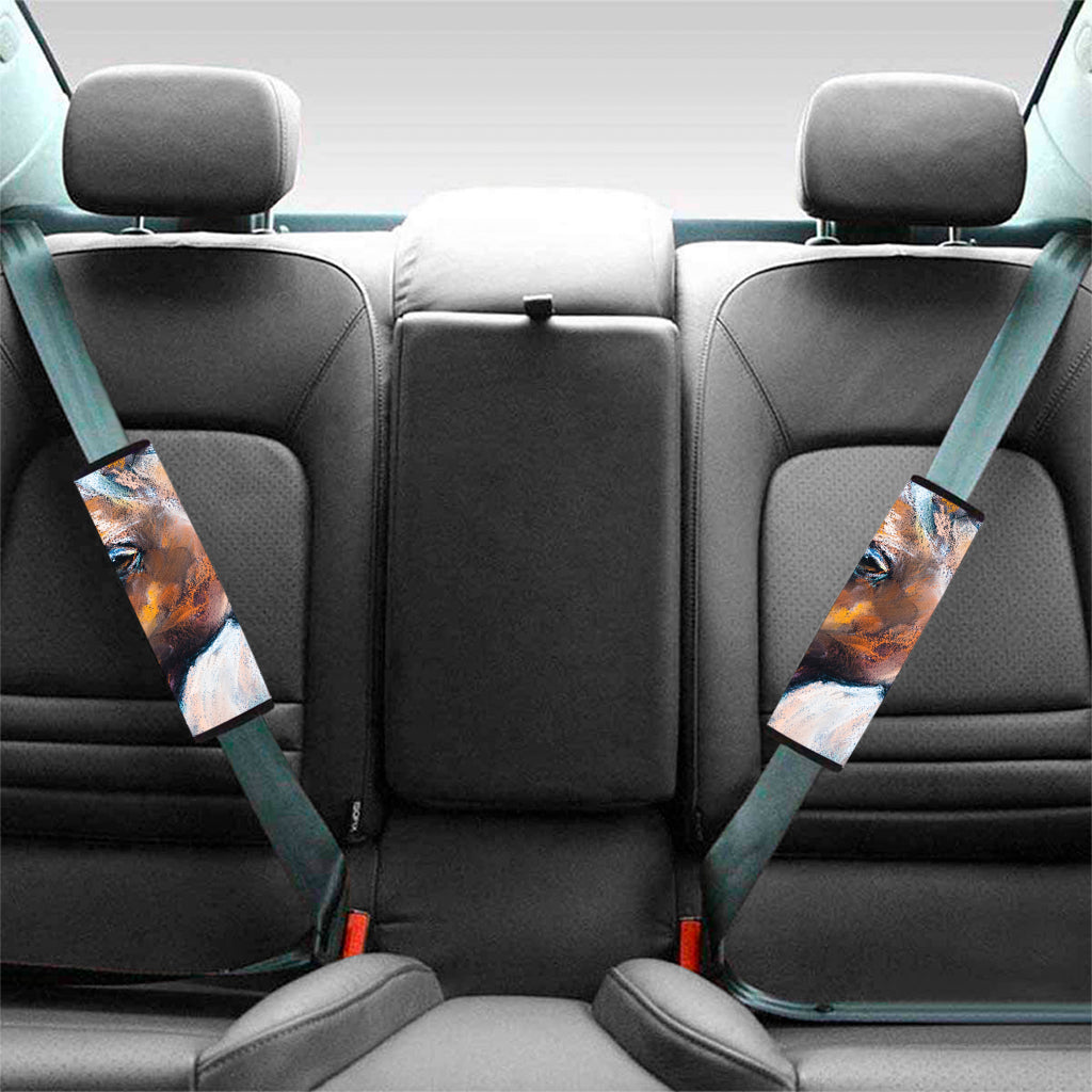 Dark Blue Horse Painting Print Car Seat Belt Covers