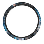 Dark Blue Horse Painting Print Car Steering Wheel Cover