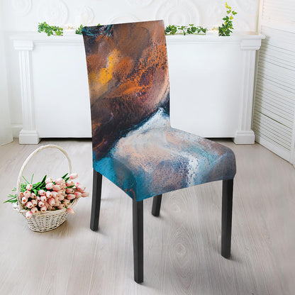 Dark Blue Horse Painting Print Dining Chair Slipcover