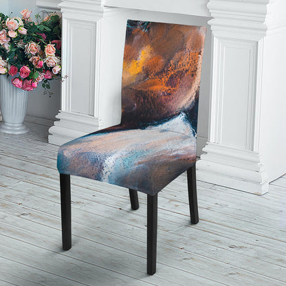 Dark Blue Horse Painting Print Dining Chair Slipcover