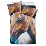 Dark Blue Horse Painting Print Duvet Cover Bedding Set