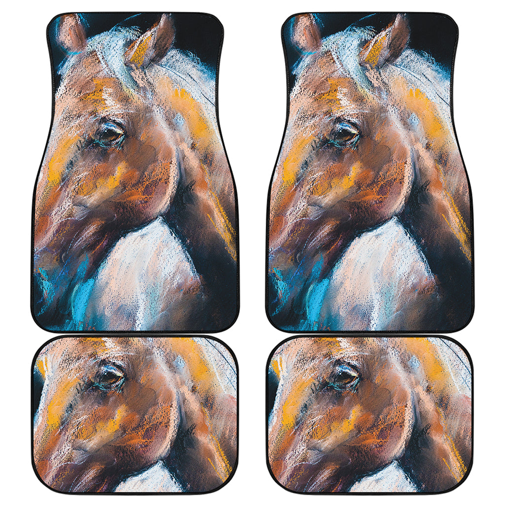 Dark Blue Horse Painting Print Front and Back Car Floor Mats