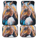 Dark Blue Horse Painting Print Front and Back Car Floor Mats