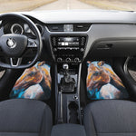 Dark Blue Horse Painting Print Front and Back Car Floor Mats