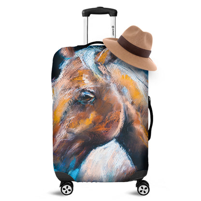 Dark Blue Horse Painting Print Luggage Cover