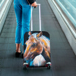 Dark Blue Horse Painting Print Luggage Cover