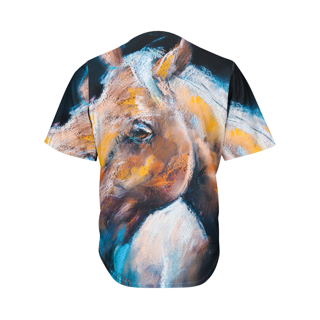 Dark Blue Horse Painting Print Men's Baseball Jersey