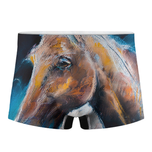 Dark Blue Horse Painting Print Men's Boxer Briefs