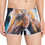 Dark Blue Horse Painting Print Men's Boxer Briefs