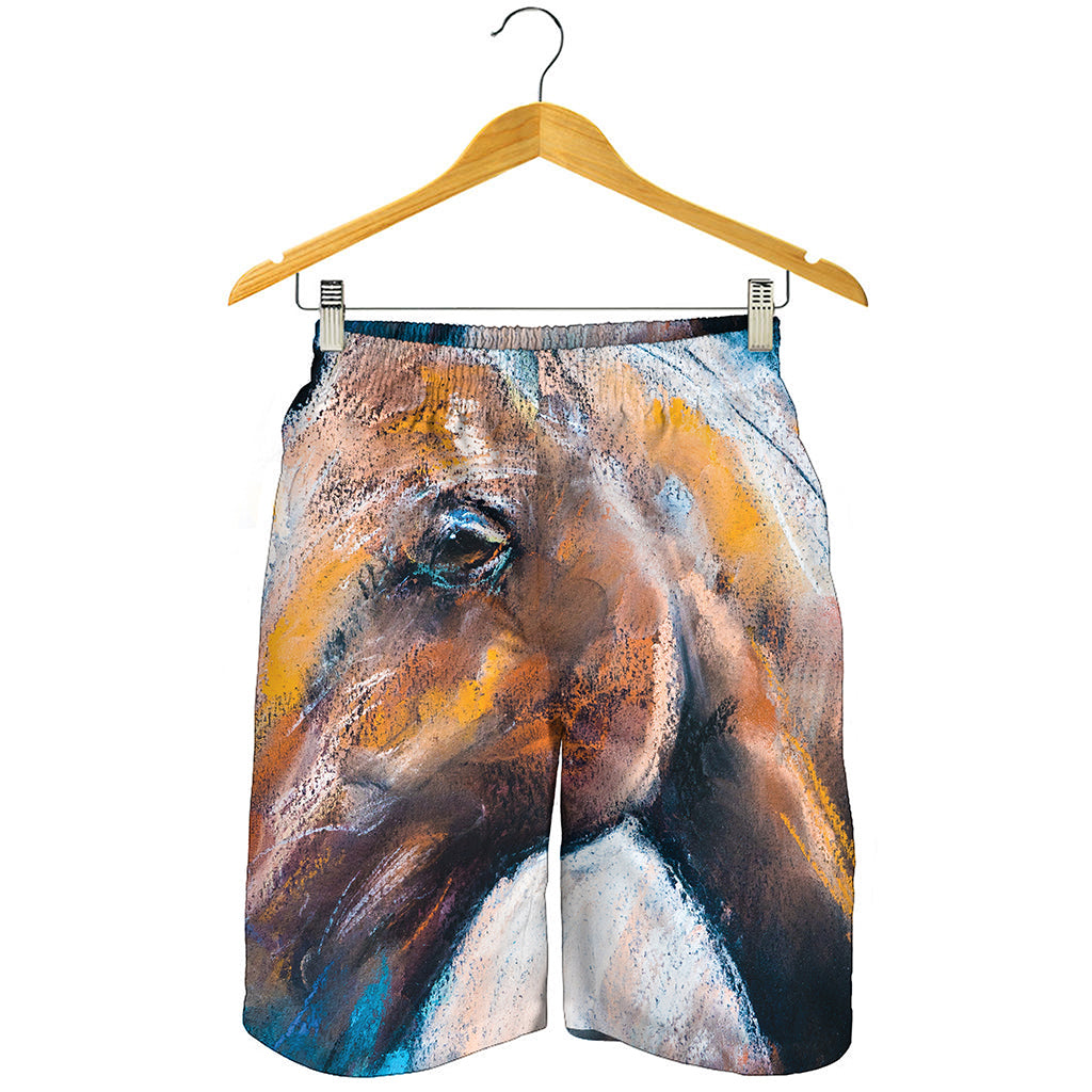 Dark Blue Horse Painting Print Men's Shorts
