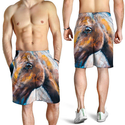 Dark Blue Horse Painting Print Men's Shorts