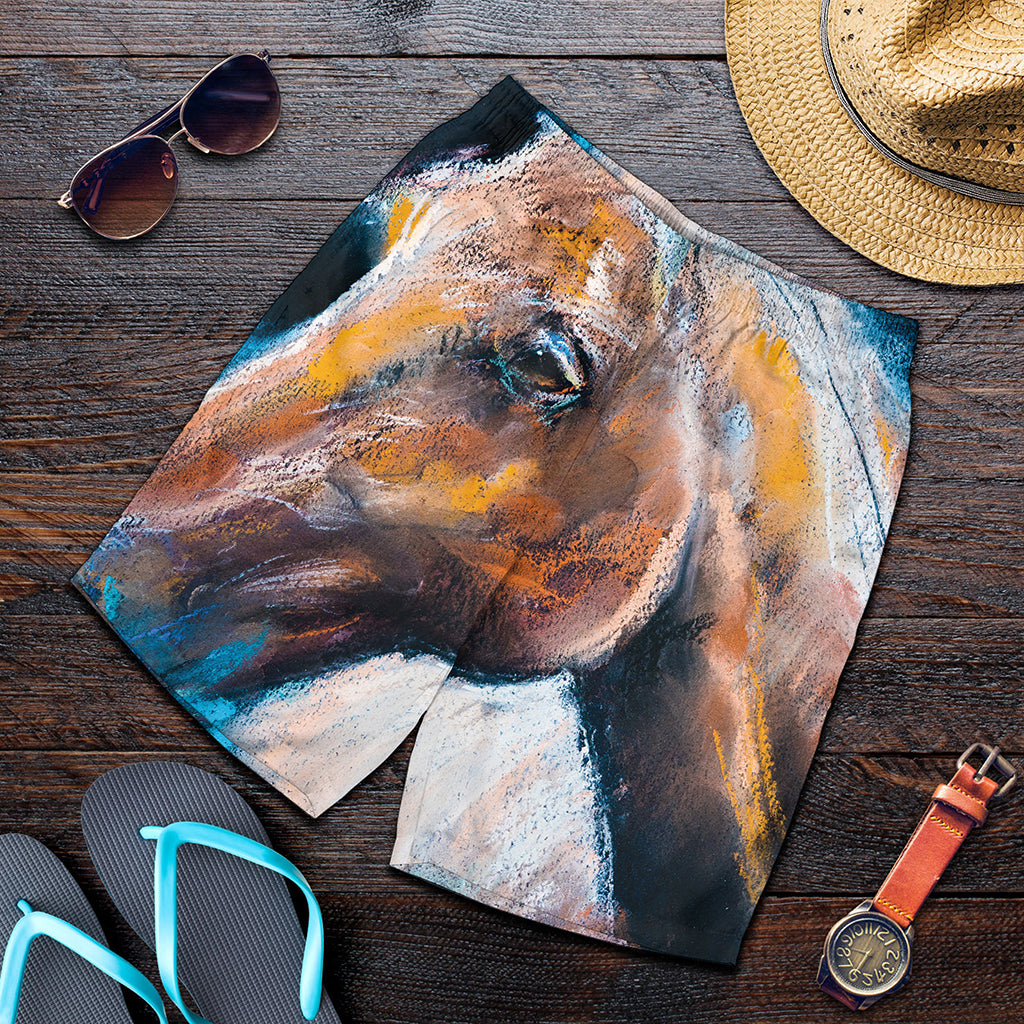 Dark Blue Horse Painting Print Men's Shorts