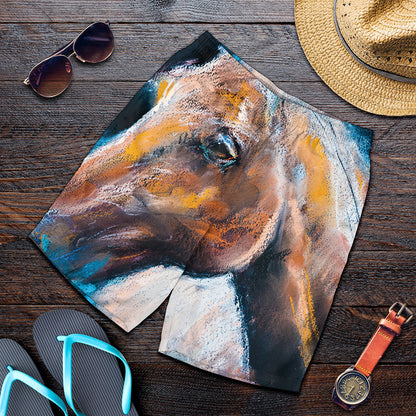 Dark Blue Horse Painting Print Men's Shorts