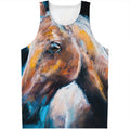 Dark Blue Horse Painting Print Men's Tank Top