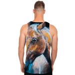 Dark Blue Horse Painting Print Men's Tank Top