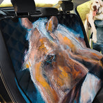 Dark Blue Horse Painting Print Pet Car Back Seat Cover