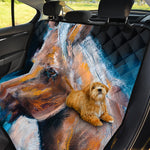 Dark Blue Horse Painting Print Pet Car Back Seat Cover