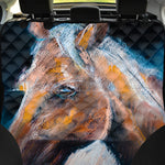 Dark Blue Horse Painting Print Pet Car Back Seat Cover