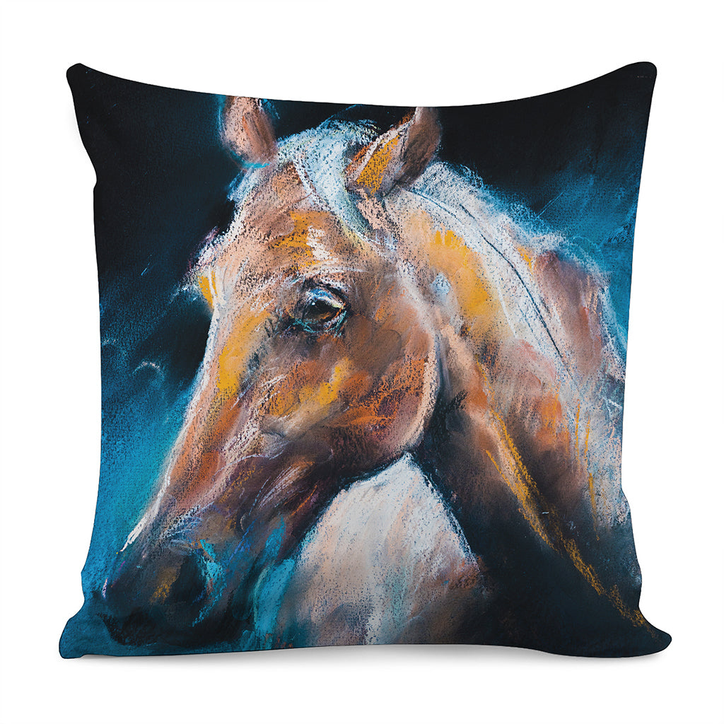 Dark Blue Horse Painting Print Pillow Cover
