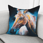 Dark Blue Horse Painting Print Pillow Cover