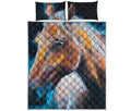 Dark Blue Horse Painting Print Quilt Bed Set