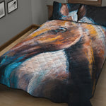 Dark Blue Horse Painting Print Quilt Bed Set