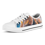 Dark Blue Horse Painting Print White Low Top Shoes