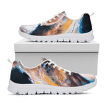 Dark Blue Horse Painting Print White Sneakers
